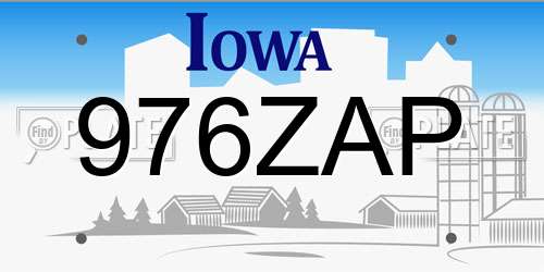 976ZAP Iowa License Plate