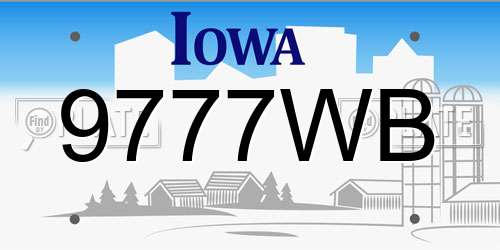 9777WB Iowa License Plate