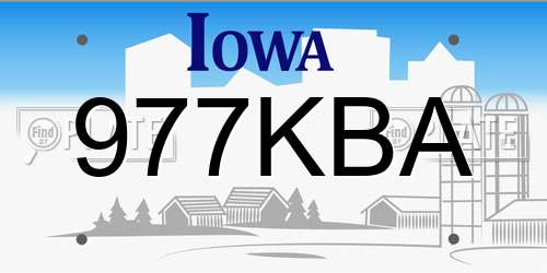 977KBA Iowa License Plate