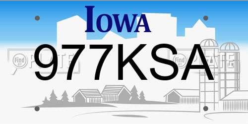 977KSA Iowa License Plate
