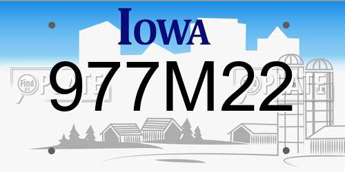 977M22 Iowa License Plate