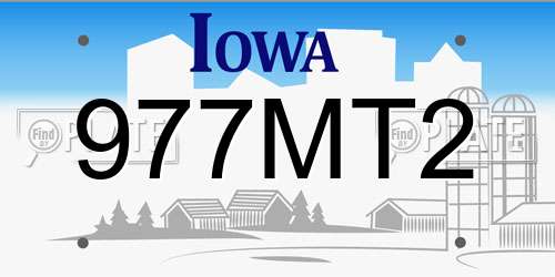977MT2 Iowa License Plate