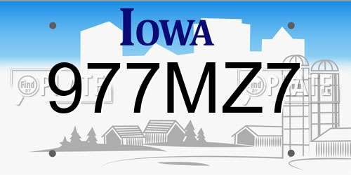 977MZ7 Iowa License Plate