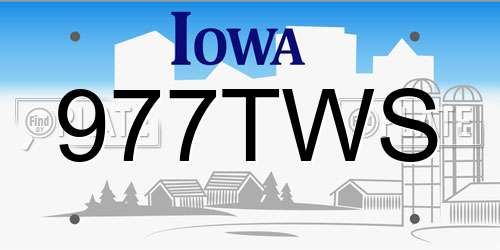 977TWS Iowa License Plate