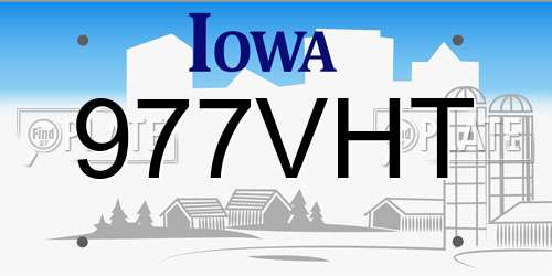 977VHT Iowa License Plate