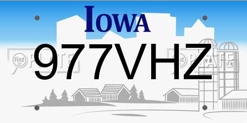 977VHZ Iowa License Plate