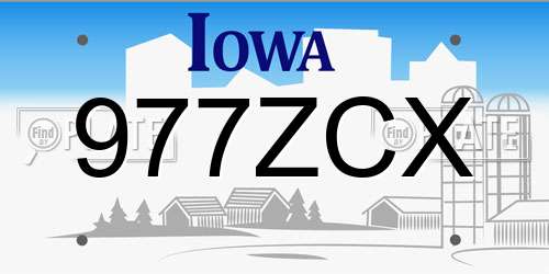 977ZCX Iowa License Plate