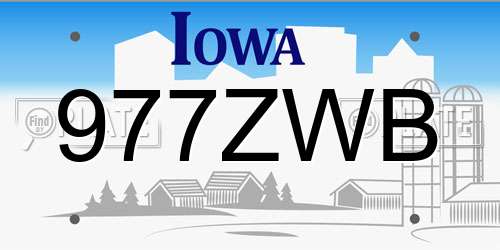 977ZWB Iowa License Plate