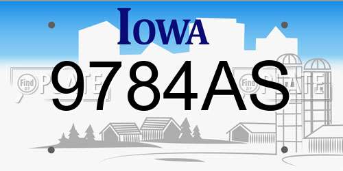 9784AS Iowa License Plate