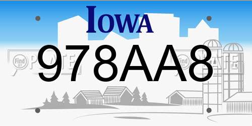 978AA8 Iowa License Plate