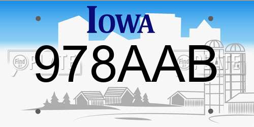 978AAB Iowa License Plate
