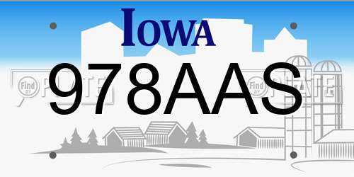 978AAS Iowa License Plate