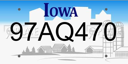 97AQ470 Iowa License Plate