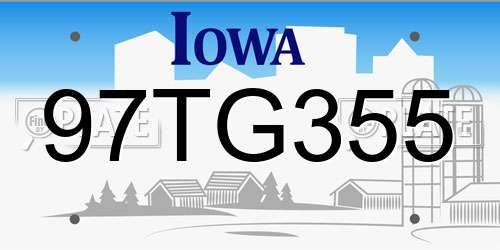 97TG355 Iowa License Plate