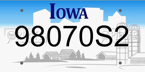 98070S2 Iowa License Plate
