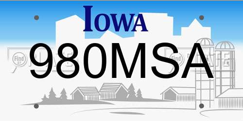 980MSA Iowa License Plate