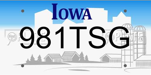 981TSG Iowa License Plate