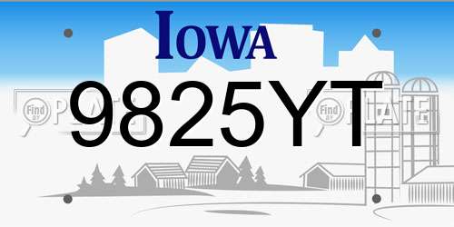 9825YT Iowa License Plate
