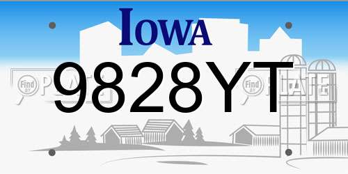 9828YT Iowa License Plate