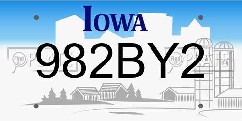 982BY2 Iowa License Plate