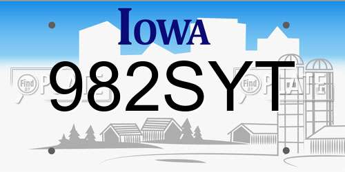982SYT Iowa License Plate