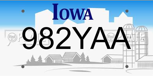 982YAA Iowa License Plate