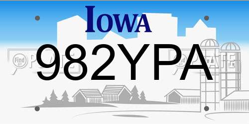 982YPA Iowa License Plate