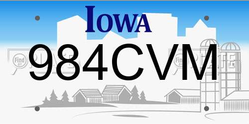 984CVM Iowa License Plate