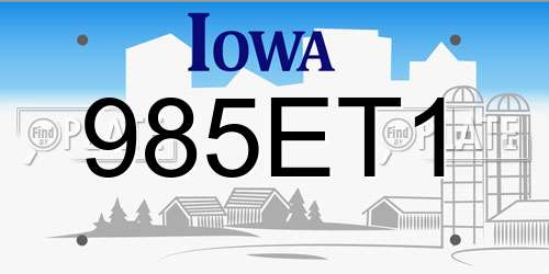 985ET1 Iowa License Plate