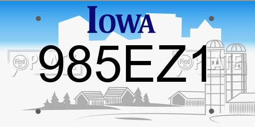 985EZ1 Iowa License Plate