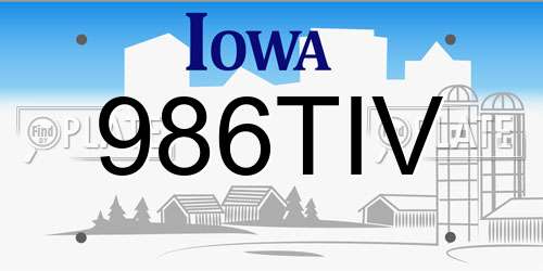 986TIV Iowa License Plate
