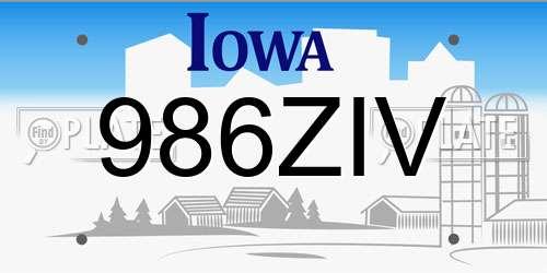 986ZIV Iowa License Plate