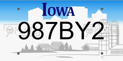 987BY2 Iowa License Plate