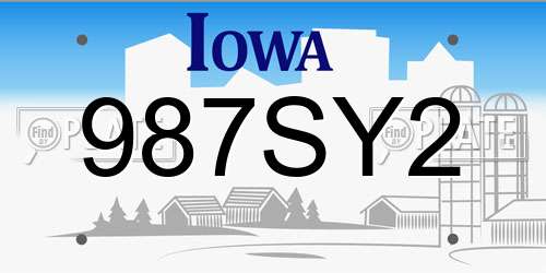 987SY2 Iowa License Plate