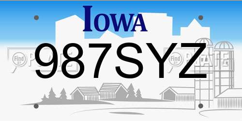 987SYZ Iowa License Plate