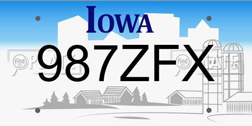 987ZFX Iowa License Plate