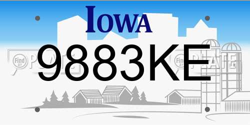 9883KE Iowa License Plate