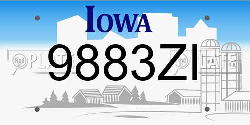 9883ZI Iowa License Plate