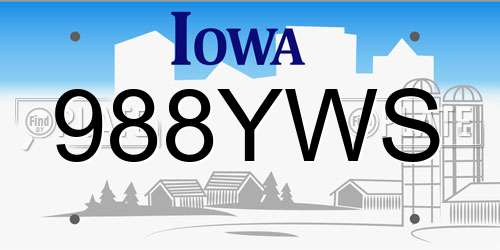 988YWS Iowa License Plate