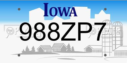 988ZP7 Iowa License Plate