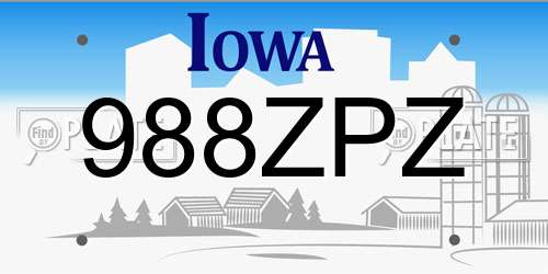 988ZPZ Iowa License Plate