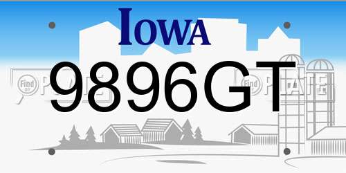 9896GT Iowa License Plate