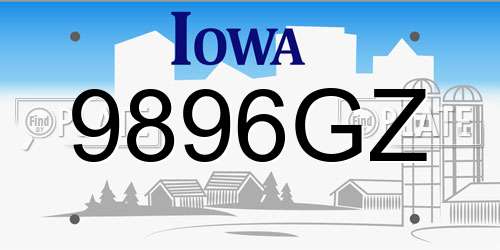 9896GZ Iowa License Plate