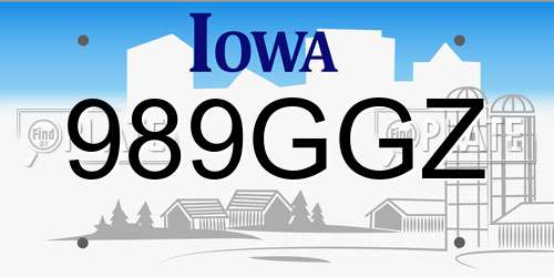 989GGZ Iowa License Plate