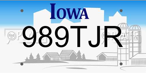 989TJR Iowa License Plate