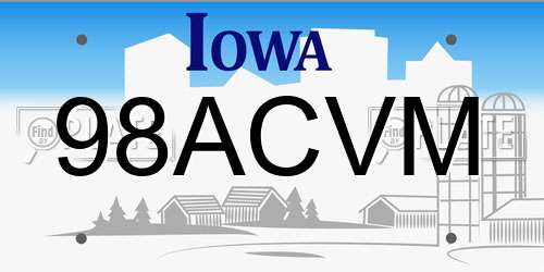 98ACVM Iowa License Plate