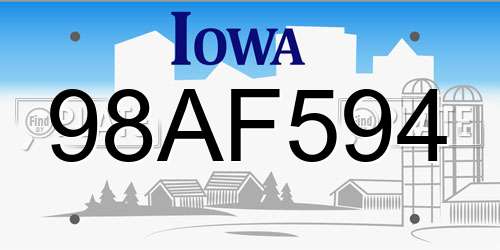 98AF594 Iowa License Plate
