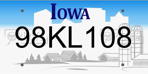 98KL108 Iowa License Plate