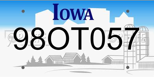 98OT057 Iowa License Plate