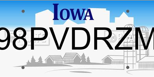 98PVDRZM Iowa License Plate